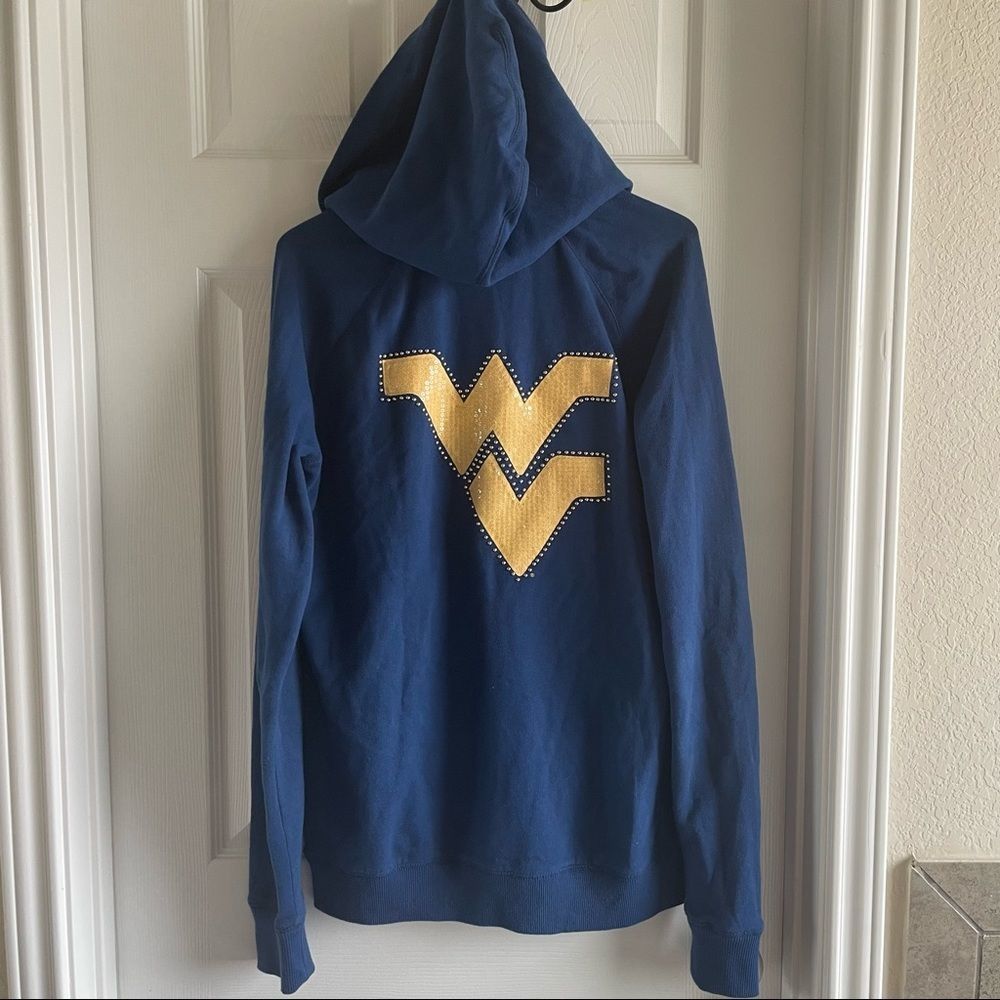 PINK Victoria's Secret Blue and Gold Varsity Jacket Size MEDIUM
